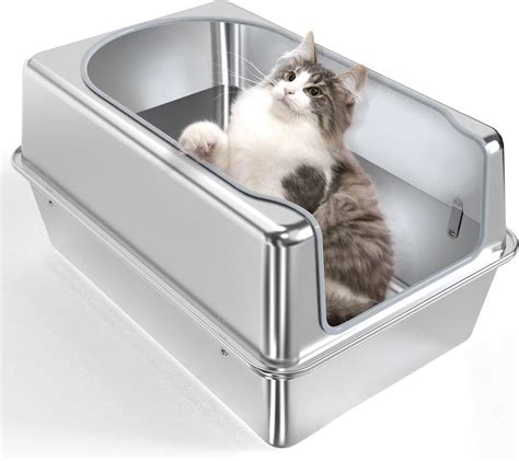 amazing litter box setup stainless steel|stainless steel litter box with lid.